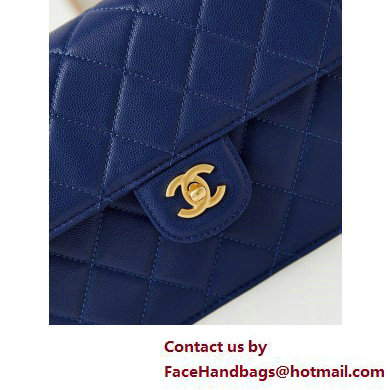 Chanel Grained Calfskin  &  Gold-Tone Metal Small Flap Bag with Top Handle Blue 2025